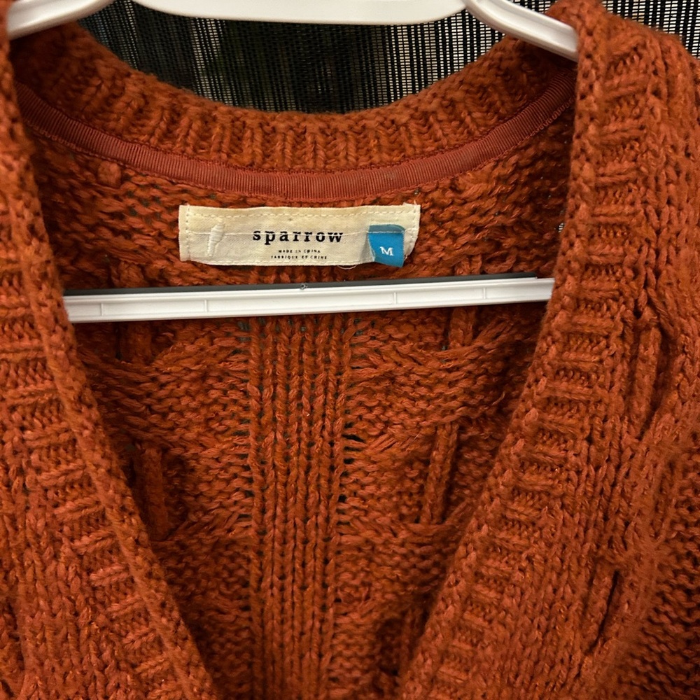 Sparrow Terracotta Cable Knit peplum Sweater medium